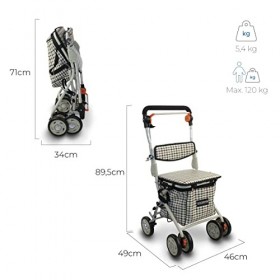 Mobiclinic, Déambulateur caddie, Avec siège, Déambulateur pliable, Modèle Coliseo, Marque européenne, Levier unique, Acier, S