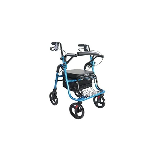 KMINA - Déambulateur Fauteuil Roulant, Déambulateur 4 Roues Pliable Léger, Déambulateur avec Siège, Rollator 4 Roues Pliable 