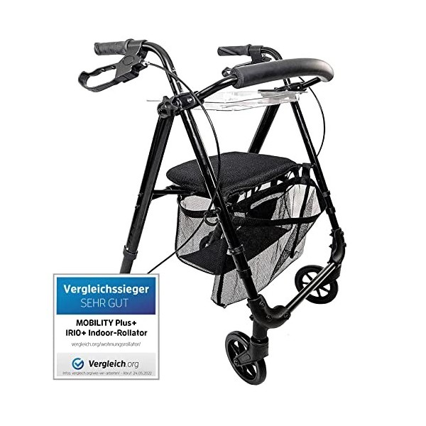 MOBILITY Plus+ Déambulateur intérieur & extérieur léger LR10+ – Déambulateur pliable en aluminium – Rollator réglable aux pne