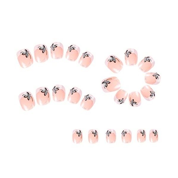 Daterkey Lot de 24 faux ongles carrés et courts en forme de fleur pour femmes et filles