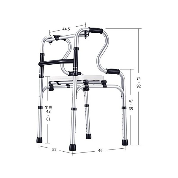 Déambulateur Fauteuil Roulant Déambulateurs sans roues pliables pour personnes âgées avec siège amovible, aide à la mobilité 