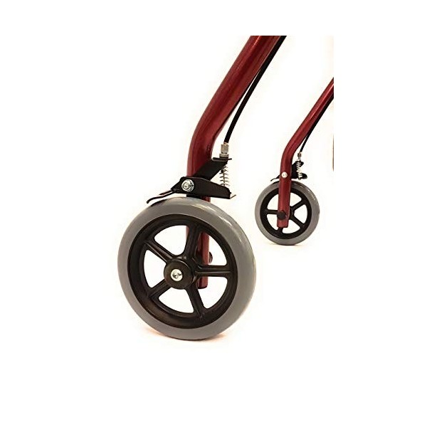 Rollator en aluminium pliable rouge - Déambulateur 4 roues pour personne agée