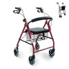 Mobiclinic®, Déambulateur pliable, Rollator, Hauteur réglable, Freins à main, Siège et dossier, Fabriqué en aluminium, Léger 