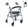 Mobiclinic®, Déambulateur pliable, Rollator, Hauteur réglable, Freins à main, Siège et dossier, Fabriqué en aluminium, Léger 