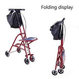 Déambulateur pliable à roues,Aide à la mobilité Aides au voyage,Déambulateur léger et facile à manœuvrer, Avec siège/sac/ 4 r