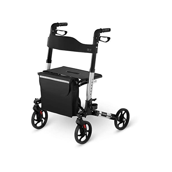 Uniprodo Déambulateur Rollator Ambulateur Aide À La Marche Marchette UNI_ROLL_01 DF 4 Roues, Pliable, Siège, Dossier, Porte-