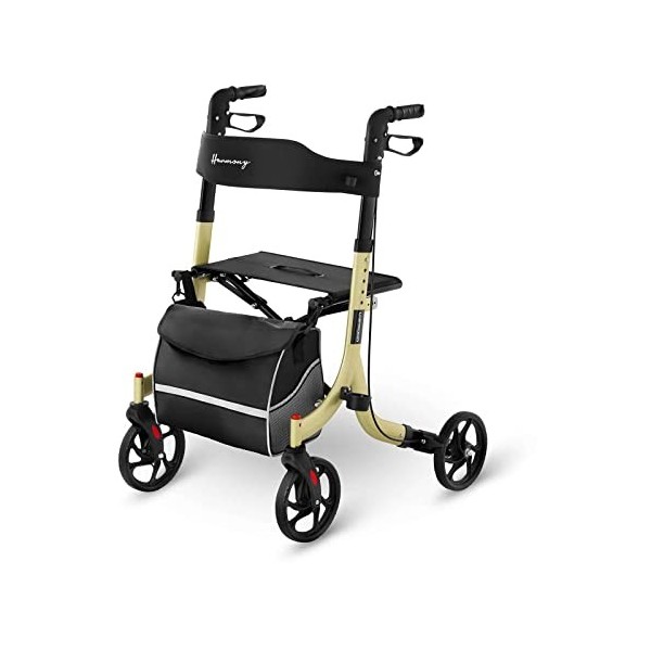 Uniprodo Déambulateur Rollator Ambulateur Aide À La Marche Marchette UNI_ROLL_01 DF 4 Roues, Pliable, Siège, Dossier, Porte-