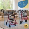 Mobiclinic® PRO, Déambulateur pliable léger, avec siège et repose-pieds, Fabriqué en aluminium, Résistant, Rollator, Freins a