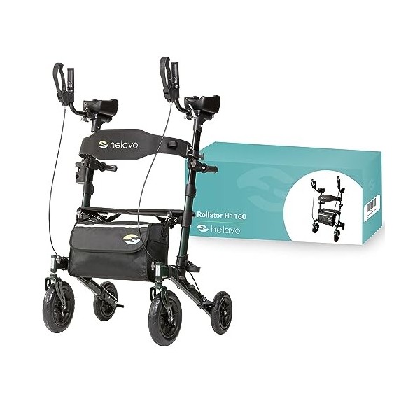 Helavo déambulateur extérieur pour arthrite avec accoudoirs rembourrés - Rollator avec pneus à gomme anti-crevaison pour lex