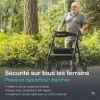 Helavo déambulateur robuste avec pneus à gomme pour lextérieur - Rollator pliable à 4 roues pour charges lourdes en aluminiu