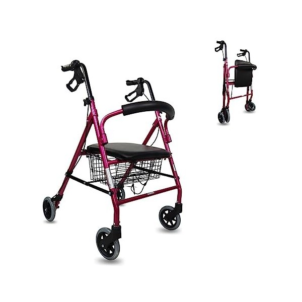 Mobiclinic, Déambulateur pour personnes âgées, Modèle Escorial, Marque européenne, Pliable, Freins manuels, Aluminium, Avec p