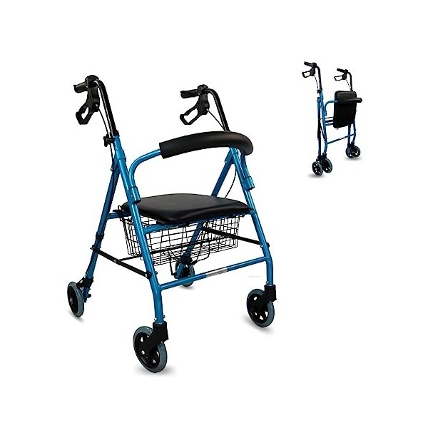 Mobiclinic, Déambulateur pour personnes âgées, Modèle Escorial, Marque européenne, Pliable, Freins manuels, Aluminium, Avec p