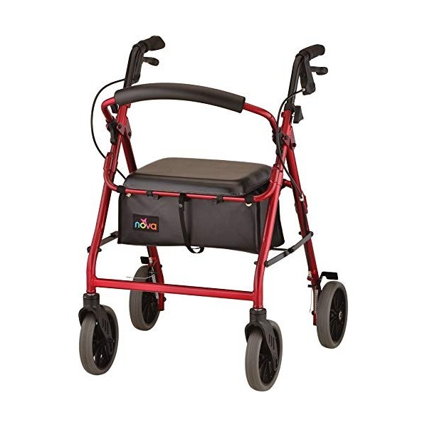 NOVA Medical Products Zoom Rolling Walker, 22 Inch, Red by NOVA Medical Products