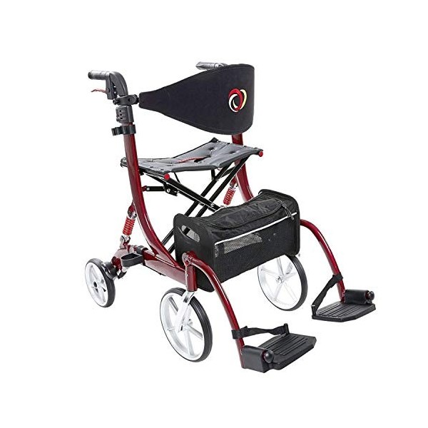 bescomedical Déambulateur hybride SPRING VARIO – Déambulateur léger 2-en-1 transformable en chaise roulante – Rollator fauteu