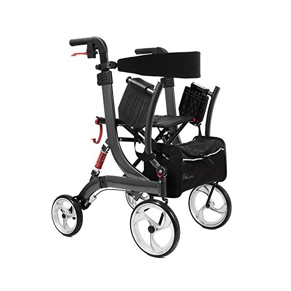 bescomedical Déambulateur hybride SPRING VARIO – Déambulateur léger 2-en-1 transformable en chaise roulante – Rollator fauteu