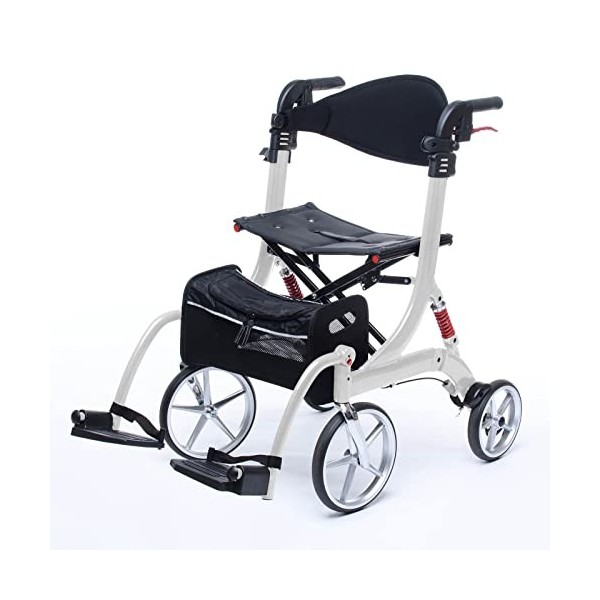 bescomedical Déambulateur hybride SPRING VARIO – Déambulateur léger 2-en-1 transformable en chaise roulante – Rollator fauteu