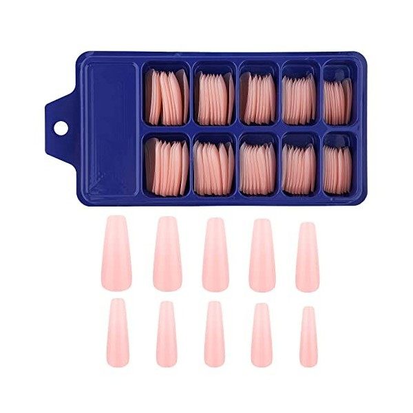 SAVITA 100pcs Longs Ongles De Ballerine Faux Ongles à Couverture Complète Embouts En Acrylique Avec Boîte Pour Salons De Manu