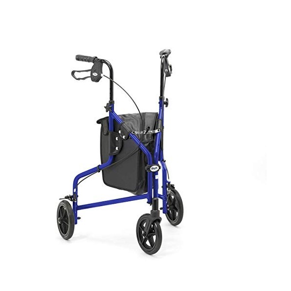 Days 240L Lightweight Aluminium Folding 3 Wheel Tri Walker with Locakble Brakes and Carry Bag - Blue Eligible for VAT relief