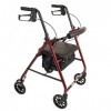 Roscoe Medical ROS-RL10040A-RD Wheel Rollator/Rolling Walker with Padded Seat, 6", Burgundy