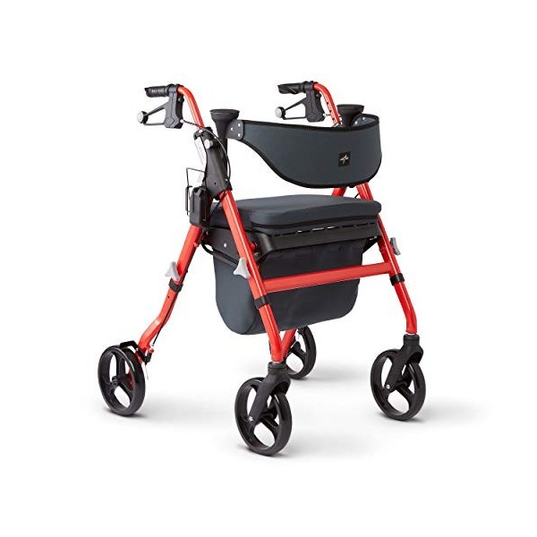 Medline Déambulateur déambulateur premium Empower avec siège, poignées confortables et dossier épais, déambulateur pliable po