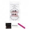 Sethexy Court Carré Faux ongles français Ballerine Strass Brillant Coller sur les ongles 24 pièces Acrylique faux ongles à co