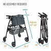 Stander EZ Fold-N-Go Rollator, Déambulateur à 4 Roues avec Freins, Déambulateur Rollator Pliant en Aluminium Réglable en Haut