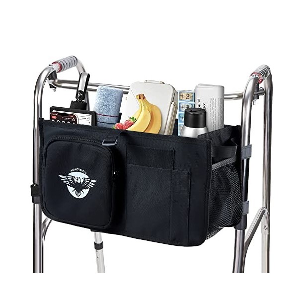 Monotakou Panier de déambulateur pliable avec grande capacité et ne se renverse jamais, cadeau idéal pour la famille et les a