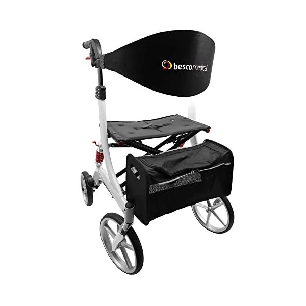 bescomedical Déambulateur ultra-léger SPRING – Déambulateur pliant à hauteur réglable – Rollator en aluminium avec suspension