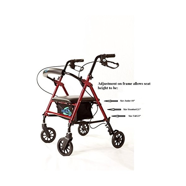 Super Light Rollator Lightweight Aluminum Loop Brake Folding Walker Adult W/height Adjustable Seat By Legs and Arms w/ 6 by H