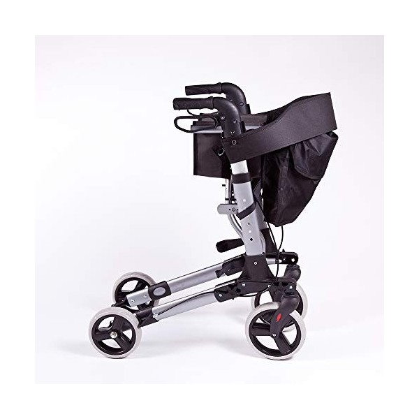 Rollator en aluminium pliable Deluxe - Déambulateur pour personnes âgées avec 4 roues, siège et freins