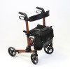 NRS Healthcare Déambulateur compact facile et léger pliable à 4 roues avec siège, dossier et sac amovible Rouge