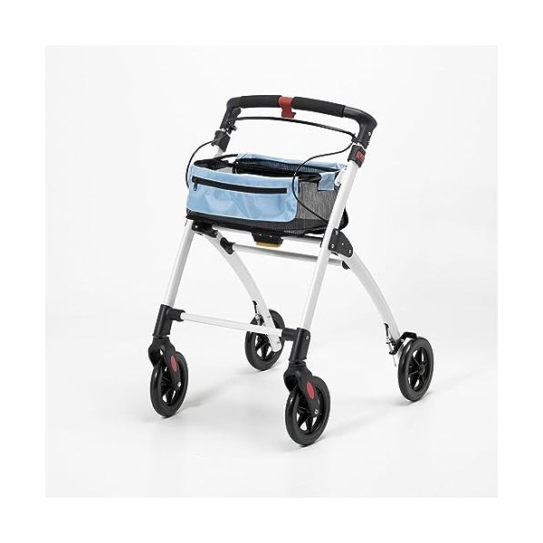 Days Breeze White Indoor 4 Wheel Rollator, Includes Basket and Tray, Assistive Walking Device, 4 Wheeled Walker