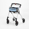 Days Breeze White Indoor 4 Wheel Rollator, Includes Basket and Tray, Assistive Walking Device, 4 Wheeled Walker