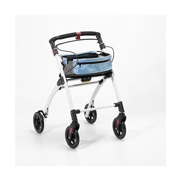 Days Breeze White Indoor 4 Wheel Rollator, Includes Basket and Tray, Assistive Walking Device, 4 Wheeled Walker