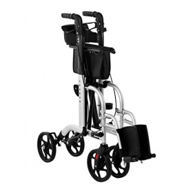 Uniprodo Déambulateur Rollator Ambulateur Aide À La Marche Marchette UNI_ROLL_03 2in1 4 Roues, Pliable, Siège, Dossier, Port