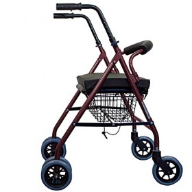 Mobiclinic, Déambulateur avec coussin viscoélastique, Prado Plus, Freins à pression, Aluminium, Pliable, Panier, Siège, Déamb