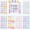 164 Pièces Faux Ongle d’Enfant Appuyez sur Couverture Complète Couleur Dégradé Paillette Faux Ongle Court Fille Faux Ongle Mi