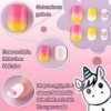 164 Pièces Faux Ongle d’Enfant Appuyez sur Couverture Complète Couleur Dégradé Paillette Faux Ongle Court Fille Faux Ongle Mi
