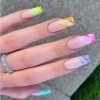 Brishow Rainbow Faux Ongles Couleur Bloom Press on Nails Pride Day long Faux Ongles Ballerine Acrylique fake nails 24pcs pour