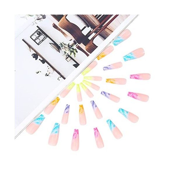 Brishow Rainbow Faux Ongles Couleur Bloom Press on Nails Pride Day long Faux Ongles Ballerine Acrylique fake nails 24pcs pour