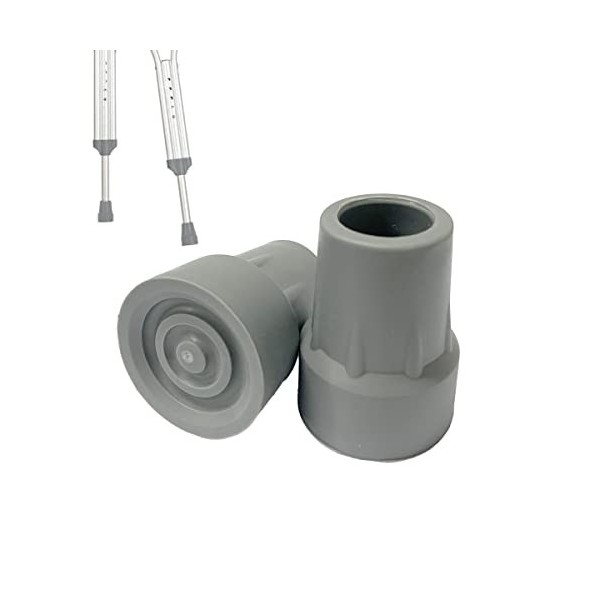 Lot de 2 embouts de béquille de 2,2 cm, embouts de canne dentraînement de rechange pour personnes âgées handicapées, gris