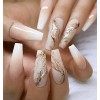 Brishow French Faux Ongles Nude long press on nails Marbre Gradient Faux Ongles ballerine acrylique fake nails 24 pièces pour