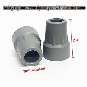 Embouts de béquille, embouts de rechange pour canne médicale, 2,22 cm, lot de 2, gris