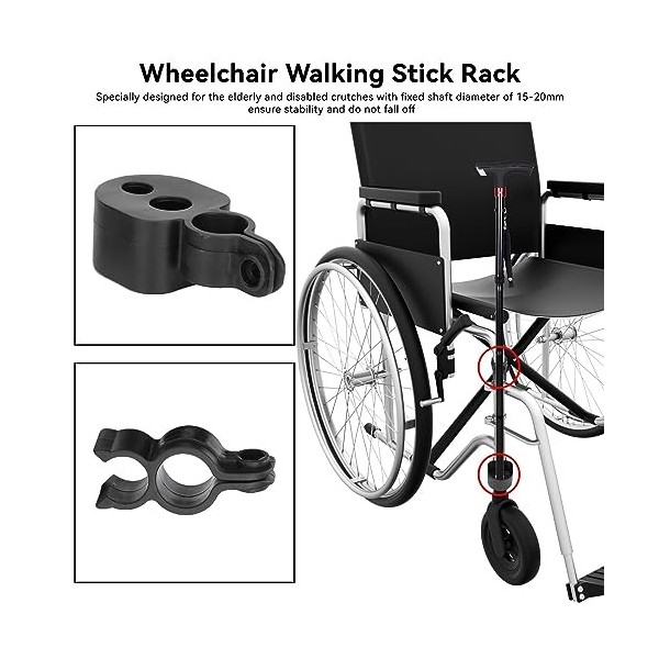 Support de Canne pour Déambulateur, Support de Bâton Marche pour Fauteuil Roulant Support de Canne Pratique Support de Béquil