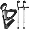 AIESI® Bequilles Medicales adultes orthopédique réglable unique couleur noire légers en aluminium anodisé Paquet de 2 pièces