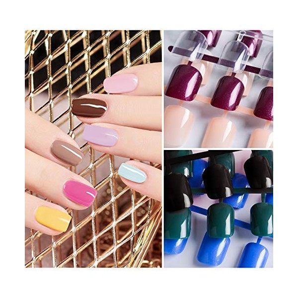 EBANKU 912 Pièces Ballerine Couleur pure Faux Ongles Courts Naturels Carrés Appuyer Ongles de Cercueil Couverture Complète Ar