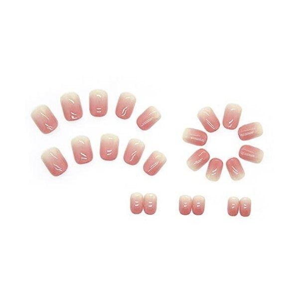 Bramian Lot de 24 faux ongles carrés dégradés pour femmes et filles