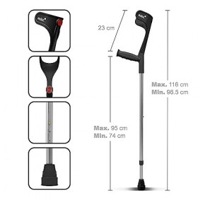 Ossenberg - Paire de béquilles classiques - Noir - 140&nbsp;kg - Avec poignée souple ergonomique - Design Pulox