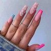 Brishow Cercueil Faux ongles Français Rose Faux ongles Fleurs Appuyez sur les ongles Glitter Stick sur les ongles 24pcs pour 