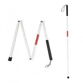 Canne Aveugle, Canne Blanche, Canne de Marche pour Aveugles, Canne Aveugle Pliable, 4-Sections Canne Aveugle en Alliage dAlu
